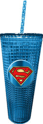 Superman Diamond Tumbler with Straw, Double Wall Insulated, 20 oz