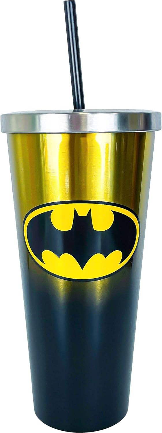 Batman Stainless Steel Travel Cup with Straw, 24oz.