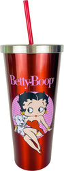 Betty Boop Stainless Steel Travel Cup with Straw, 24 Oz.