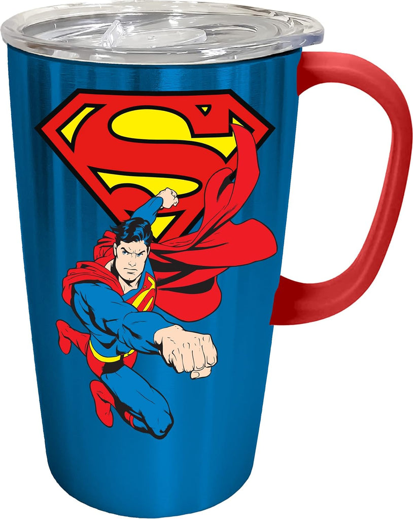 Superman Insulated Stainless Steel Travel Mug with Handle, 18 oz, Blue