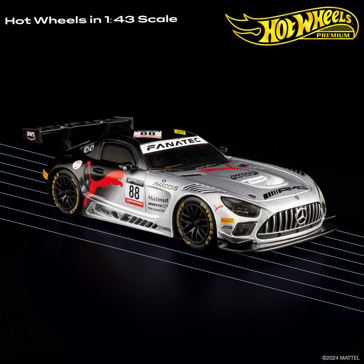 Hot Wheels Premium 1:43 Scale Real Riders Mercedes-AMG GT3 (Style 2) Die-Cast Car - view 2