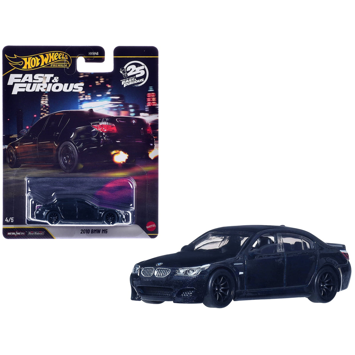 2010 BMW M5 Dark Blue Metallic "Fast & Furious 6" (2013) Movie "Fast & Furious" Series Diecast Model Car by Hot Wheels - view 6