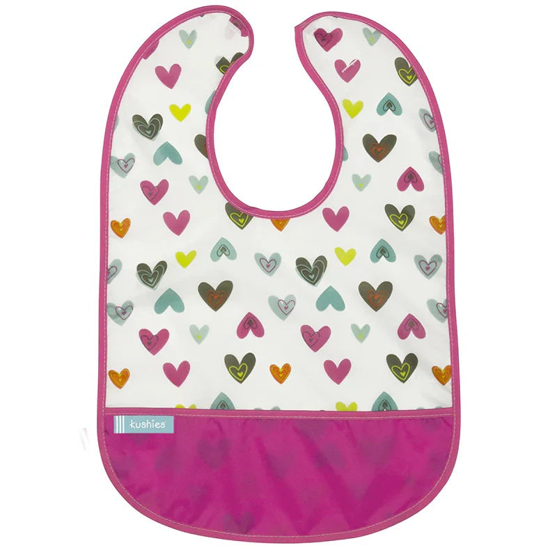 Kushies Cleanbib 3 Pack Girl Pink heart Flowers