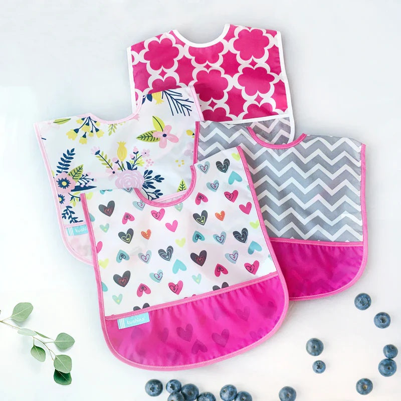 Kushies Cleanbib 3 Pack Girl Pink heart Flowers - view 5