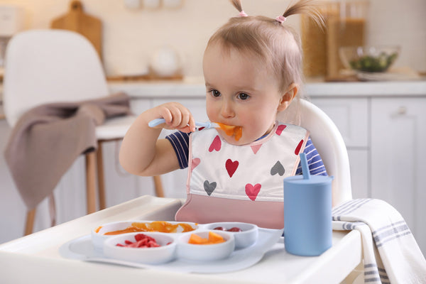 Kushies Waterproof Bib with Soft Silicone catch all pocket, Pink Hearts - view 2