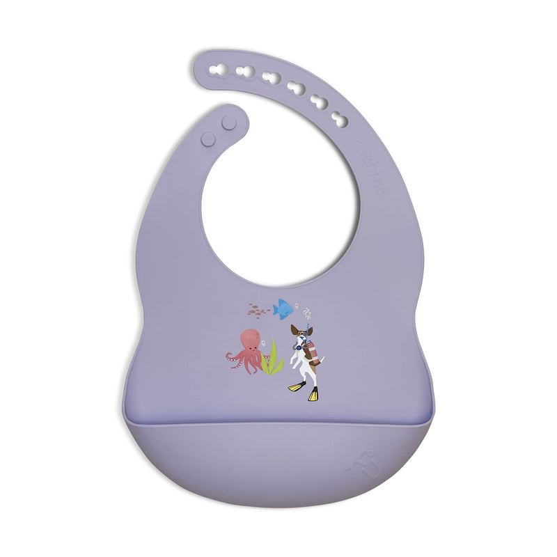 Kushies Soft Silicone Waterproof Bib with catch all pocket, Purple
