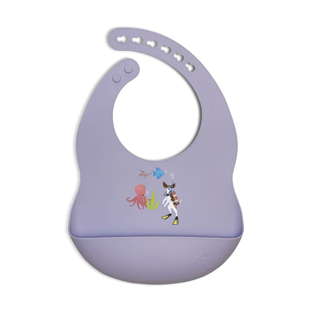 Kushies Soft Silicone Waterproof Bib with catch all pocket, Purple