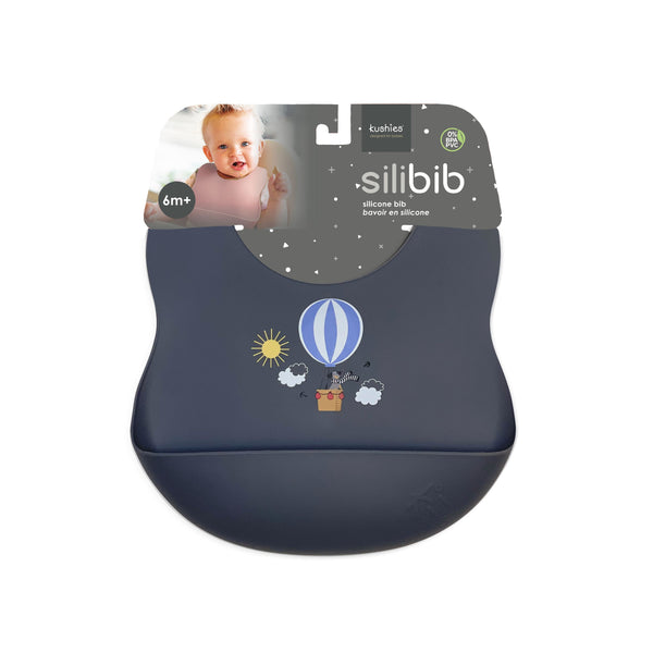 Kushies Soft Silicone Waterproof Bib with catch all pocket, Navy Blue - view 2