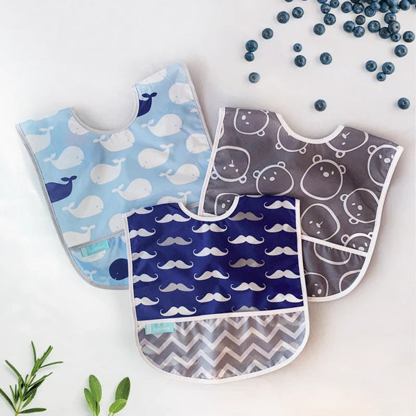 Kushies Cleanbib 3 Pack Boy Blue whale Bear - view 2