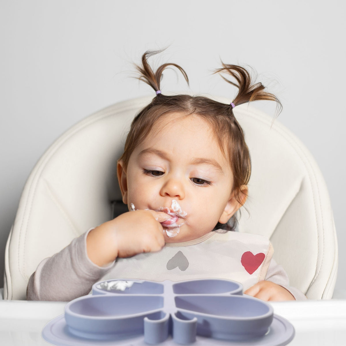 Kushies Silicone Divided Suction Plate, Unbreakable, Microwave Safe, Purple Butterfly - view 2