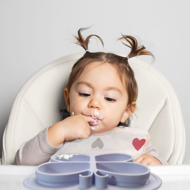 Kushies Silicone Divided Suction Plate, Unbreakable, Microwave Safe, Purple Butterfly