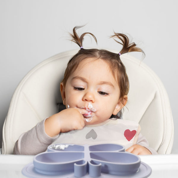 Kushies Silicone Divided Suction Plate, Unbreakable, Microwave Safe, Purple Butterfly - view 2