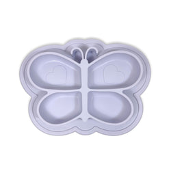 Kushies Silicone Divided Suction Plate, Unbreakable, Microwave Safe, Purple Butterfly