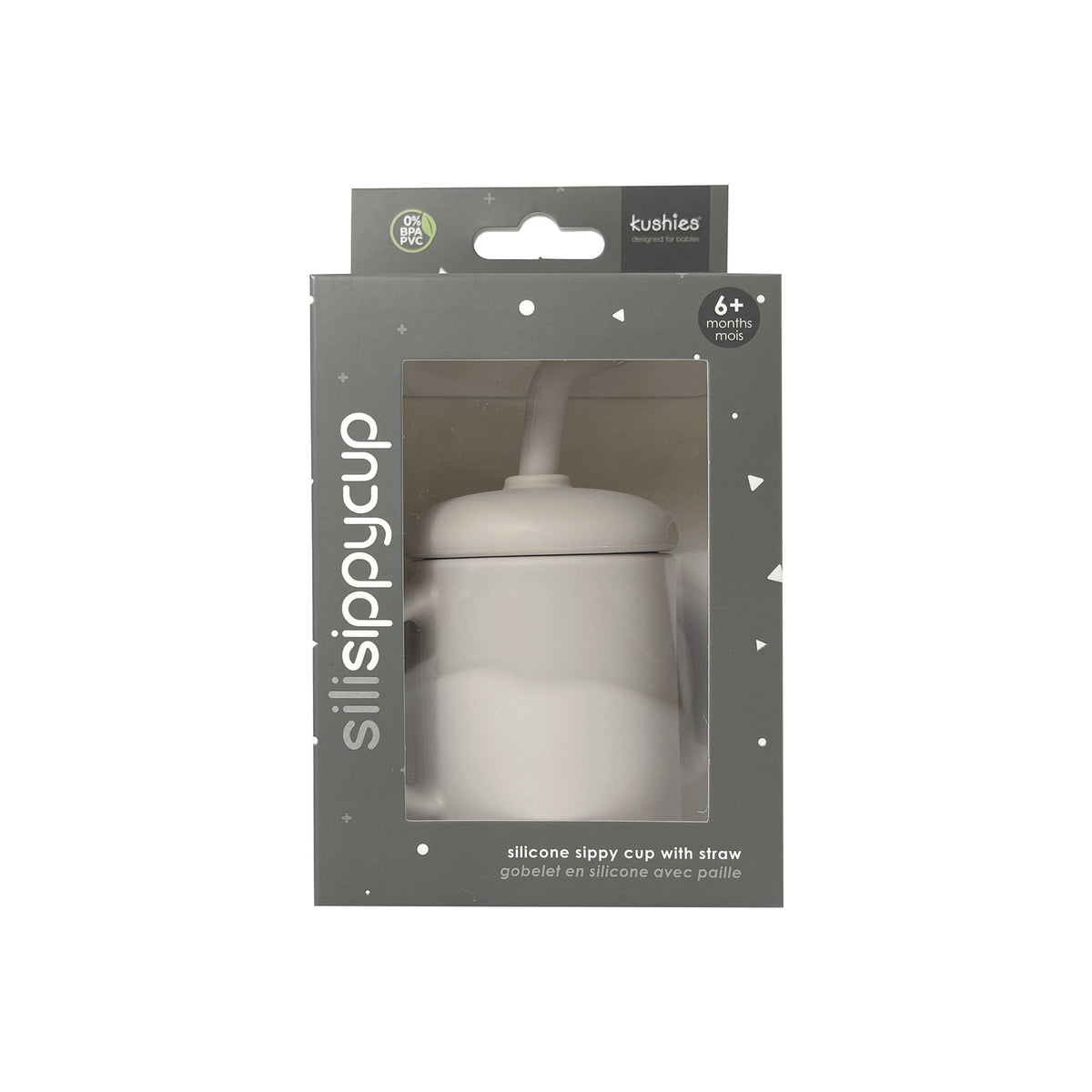 Kushies SiliSippy Silicone Sippy Cup with Double Handles & Angled Straw - Sand