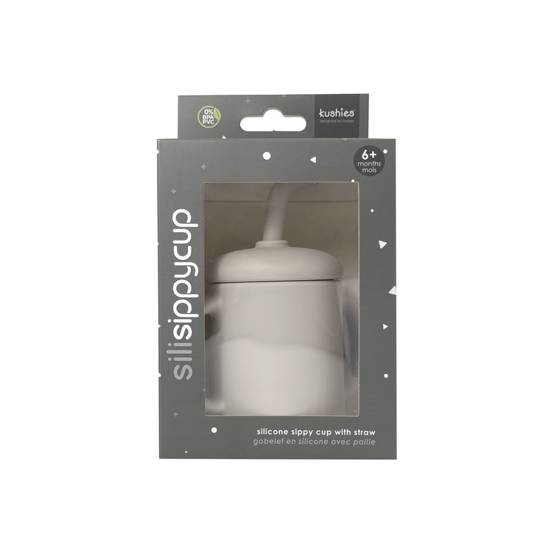 Kushies SiliSippy Silicone Sippy Cup with Double Handles & Angled Straw - Sand