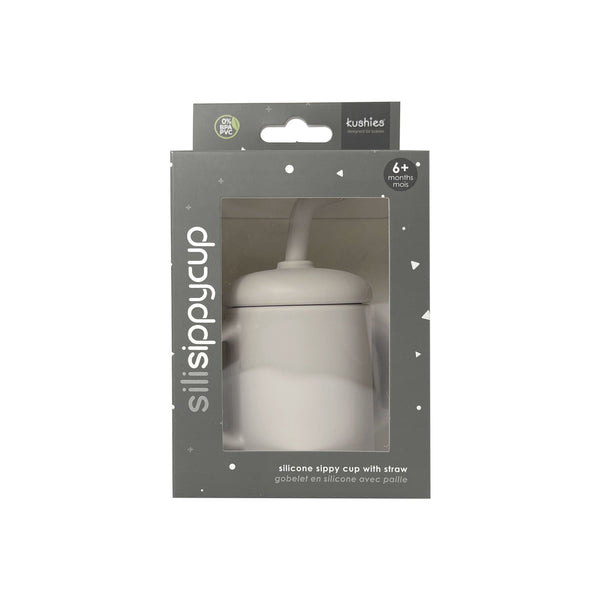 Kushies SiliSippy Silicone Sippy Cup with Double Handles & Angled Straw - Sand - view 2