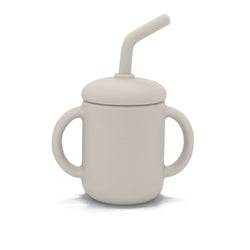 Kushies SiliSippy Silicone Sippy Cup with Double Handles & Angled Straw - Sand