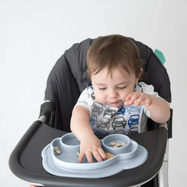 Kushies Silicone Divided Suction Plate, Unbreakable, Microwave Safe, Blue Car - view 2