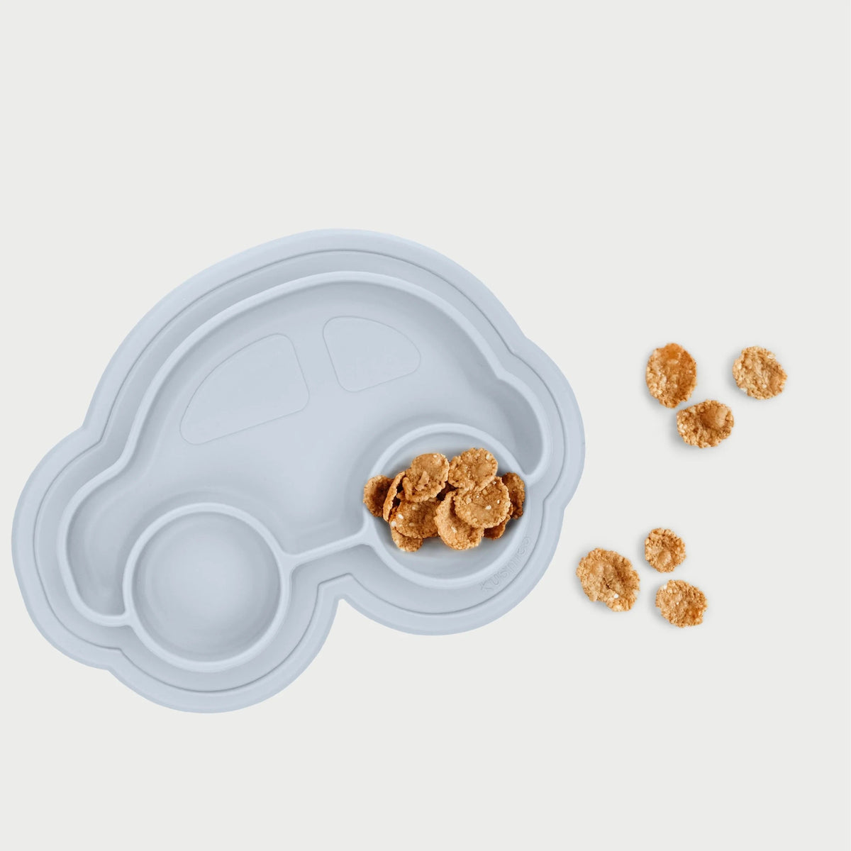 Kushies Silicone Divided Suction Plate, Unbreakable, Microwave Safe, Blue Car