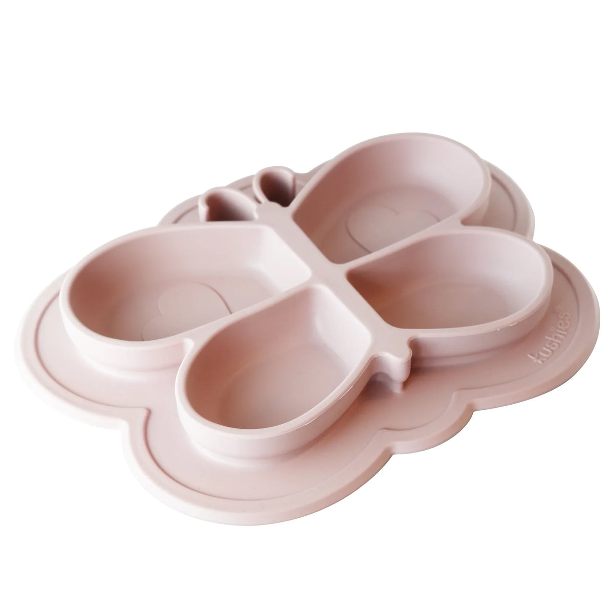 Kushies Silicone Divided Suction Plate, Unbreakable, Microwave Safe, Pink Butterfly - view 2