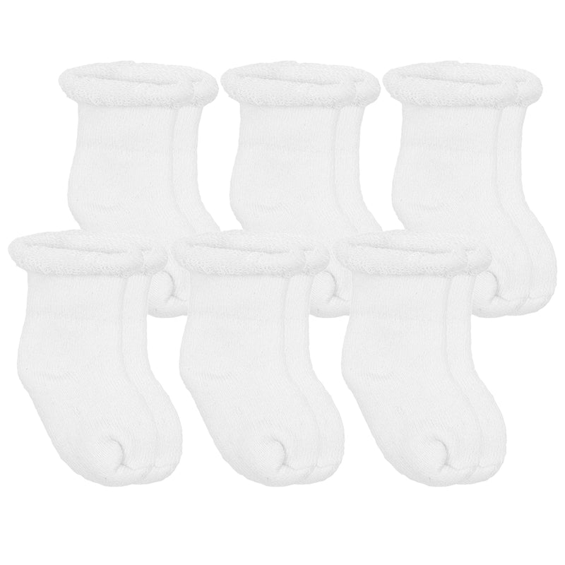 Kushies Newborn Terry Socks, 6 pack, White