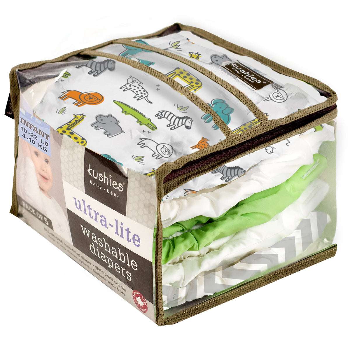 Kushies Ultra Lite Reusable Diapers, 5 Pack, Neutral