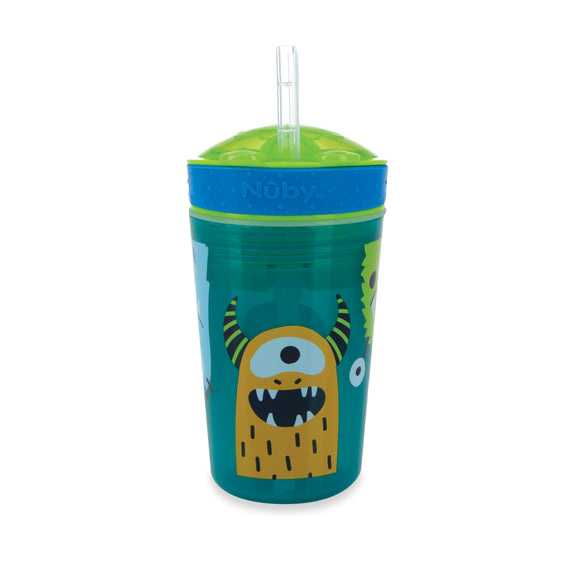 NUBY Snack N' Sip 2 in 1 Snack and Drink Cup, 2 Pack, Aqua/Blue