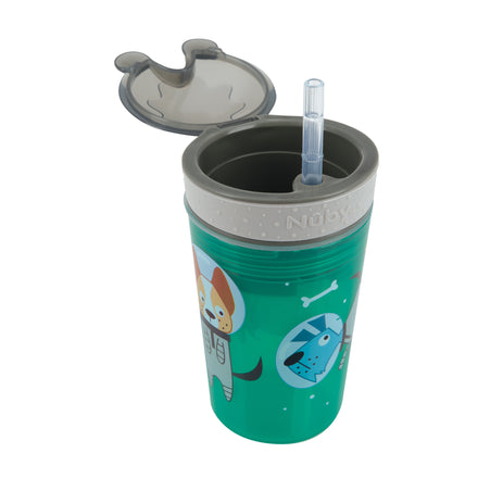 NUBY Snack N' Sip 2 in 1 Snack and Drink Cup, 2 Pack, Red/Green