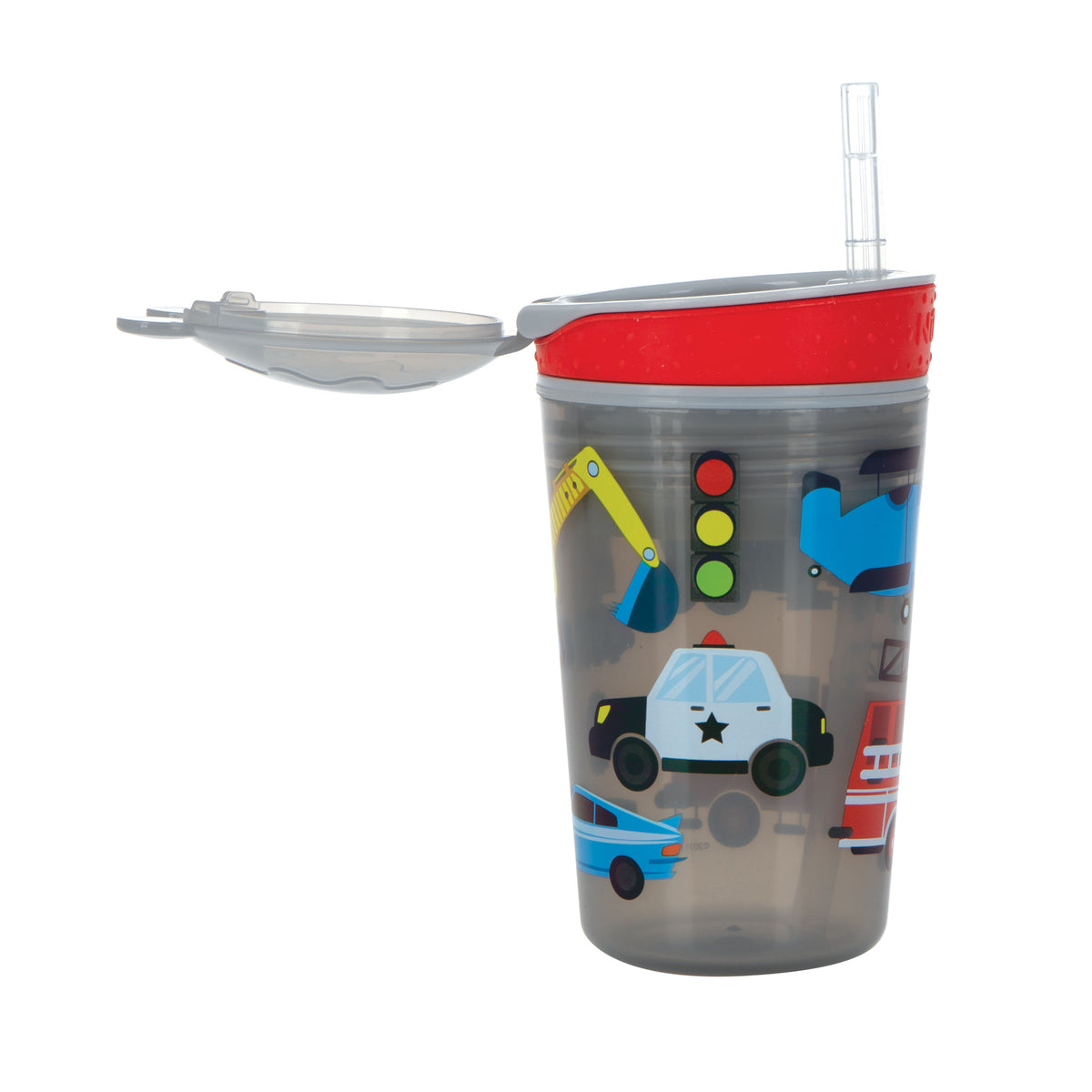 Nuby Snack N' Sip 2 in 1 Snack and Drink Cup, 2 Pack, Red/Green