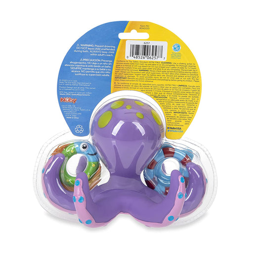 NUBY Floating Purple Octopus with 3 Hoopla Rings Interactive Bath Toy