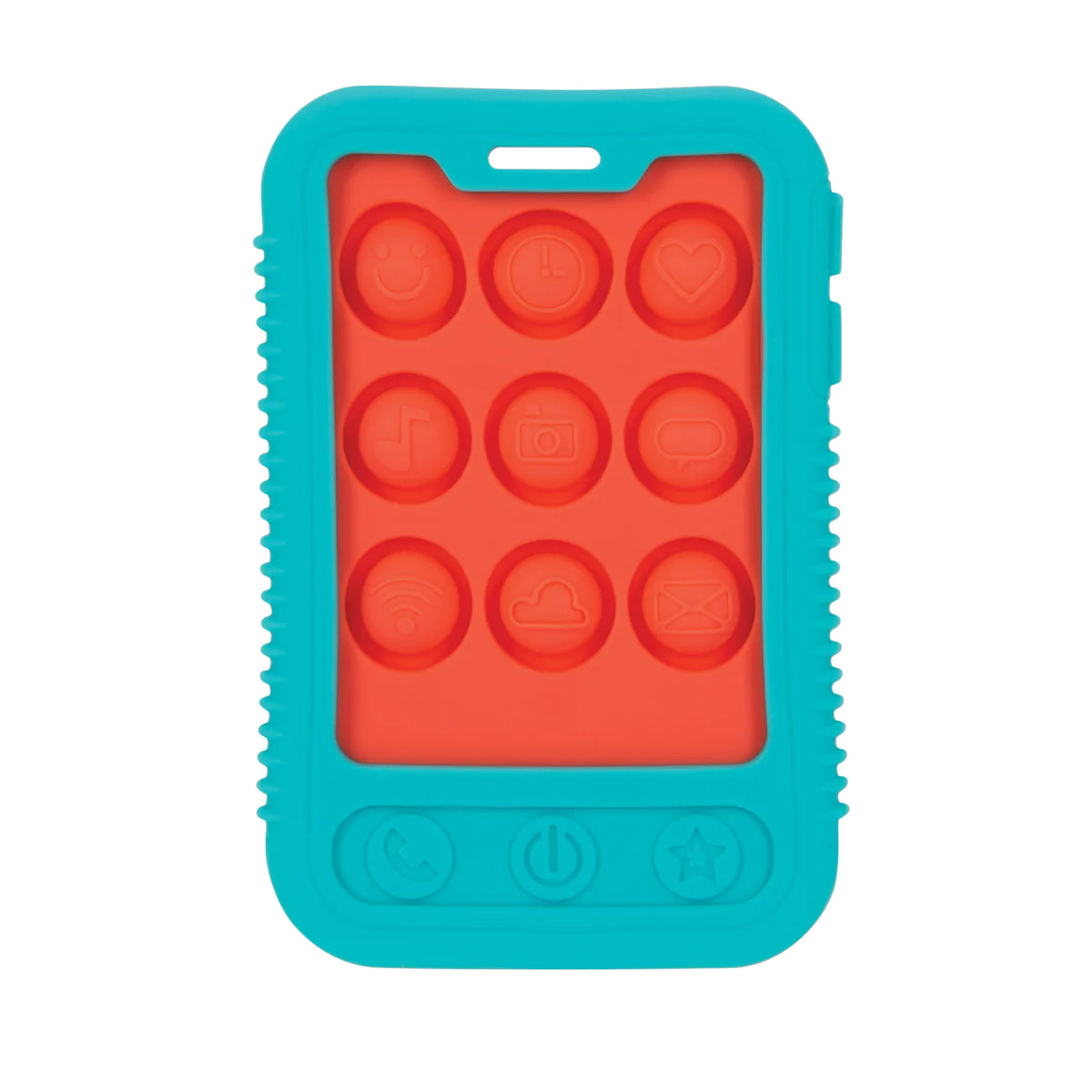 NUBY Giggle Bytes Cell Phone Popper Sensory Play Teether Toy - Coral