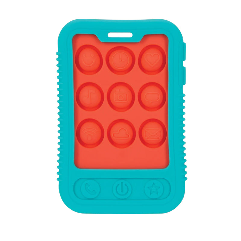 NUBY Giggle Bytes Cell Phone Popper Sensory Play Teether Toy - Coral