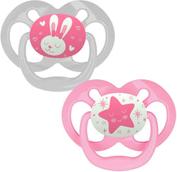 Dr. Brown's Advantage Symmetrical Pacifier with Air Flow - Pink Glow-in-the-Dark - 2-Pack - 6-18m