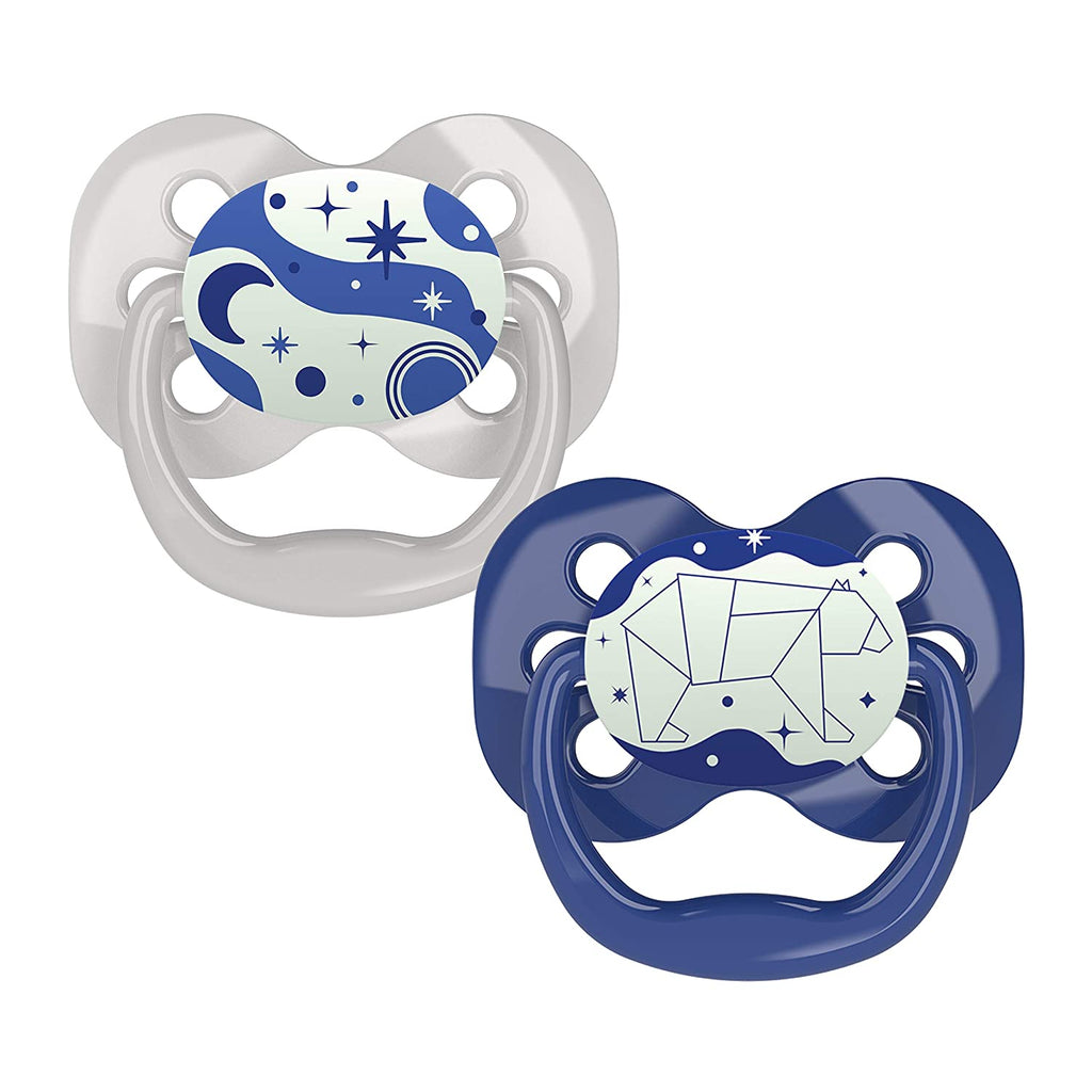 Dr. Brown's Advantage Symmetrical Pacifier with Air Flow - Blue Glow-in-the-Dark - 2-Pack - 0-6m