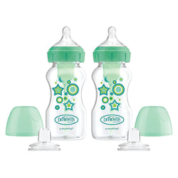 Dr. Brown’s Natural Flow Anti-Colic Options+ Wide-Neck Sippy Bottle Starter Kit, 9oz/270mL, 2pack, Green