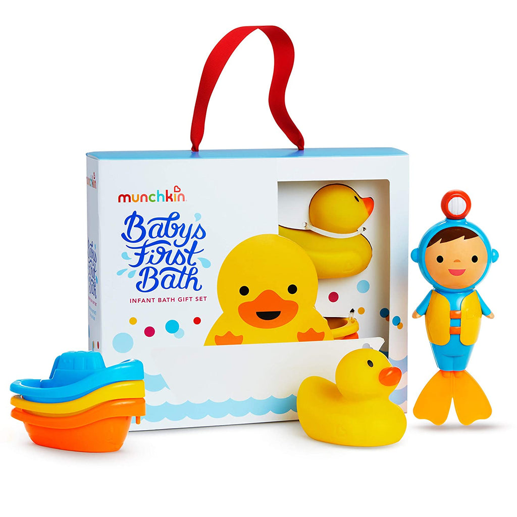 Munchkin Baby's First Bath, Bath Toy Set, Includes Gift Box for Baby Registries and Gifting