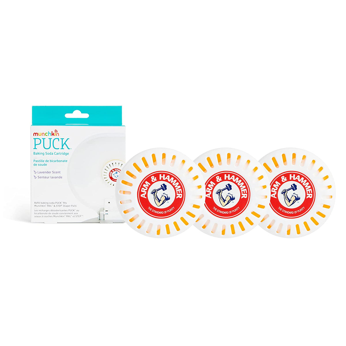Munchkin Arm & Hammer Puck Baking Soda Cartridge, Lavender Scent, 3 Pack