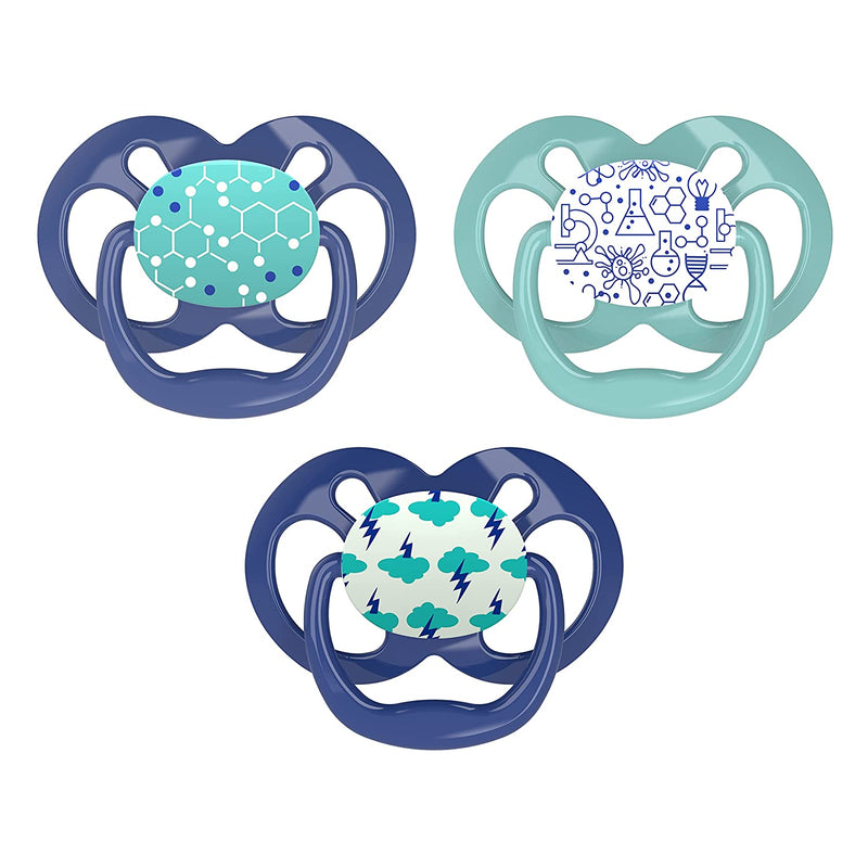 Dr. Brown's Advantage Symmetrical Pacifier with Air Flow - Blue Glow-in-the-Dark - 3 Pack - 6-18m
