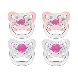 Dr. Brown's PreVent Orthodontic Baby Pacifier, Stage 2, 6-18m, 4-Pack, Glow in the Dark - Pink