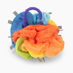 Sassy Crinkle Ball baby sensory toy, Rainbow colored