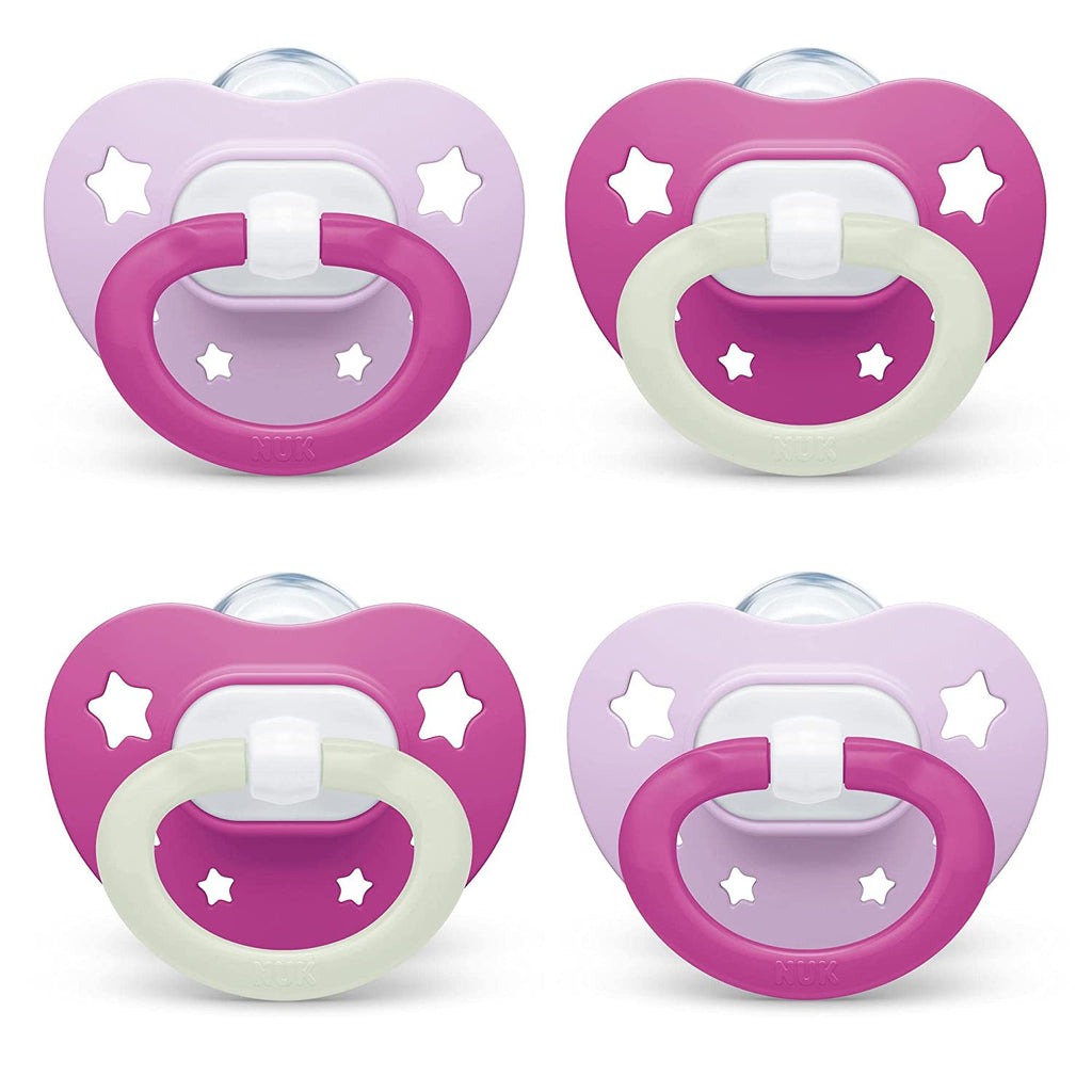 NUK Orthodontic Pacifiers, 6-18 Months, Pink, 4 Pack