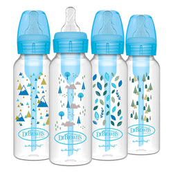 Dr. Browns Natural Flow Anti-Colic Options+ Narrow Baby Bottles 8 oz, 4 Pack, Blue Nature