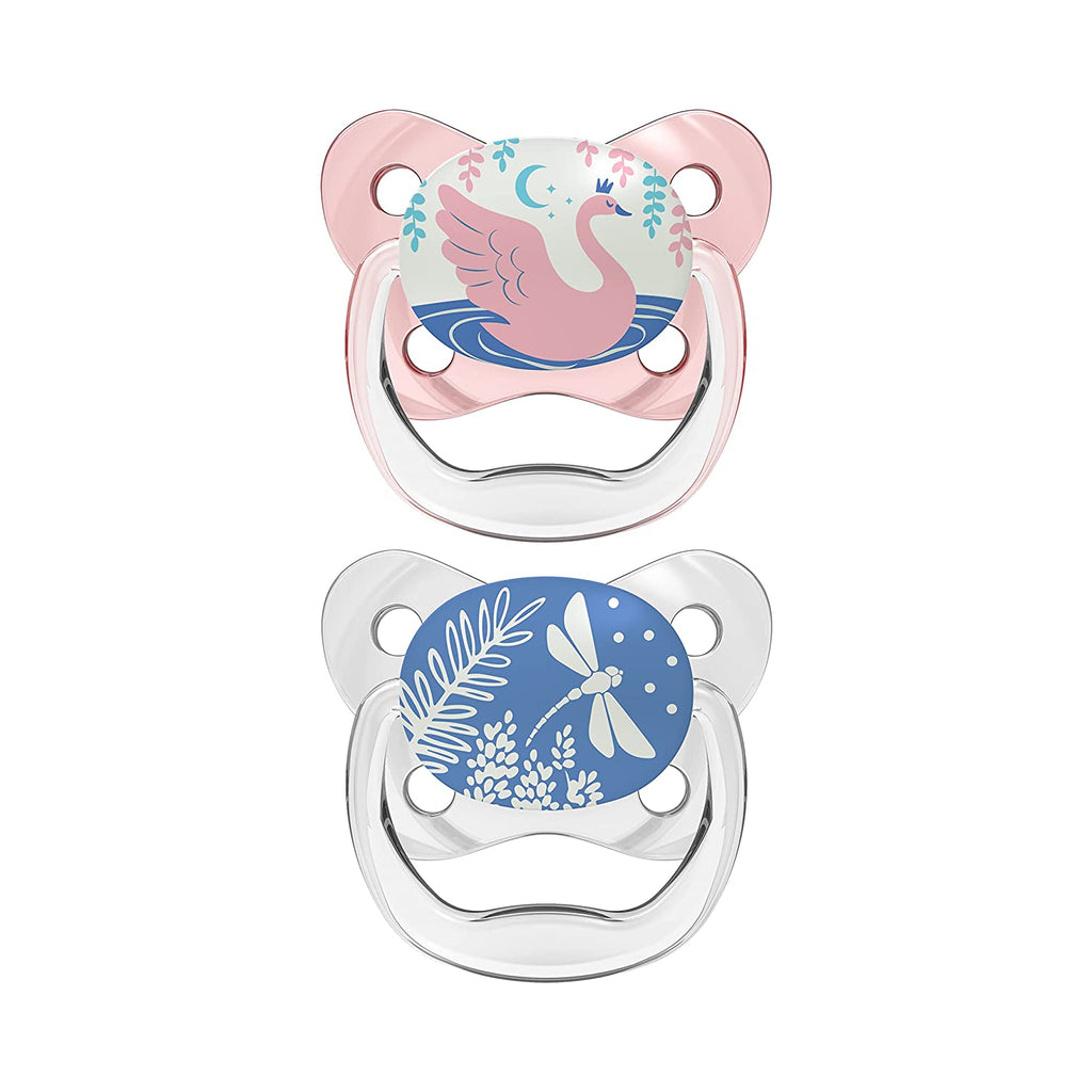 Dr. Brown's PreVent Orthodontic Baby Pacifier, Stage 1, 0-6m, 2-Pack, Glow in the Dark - Pink
