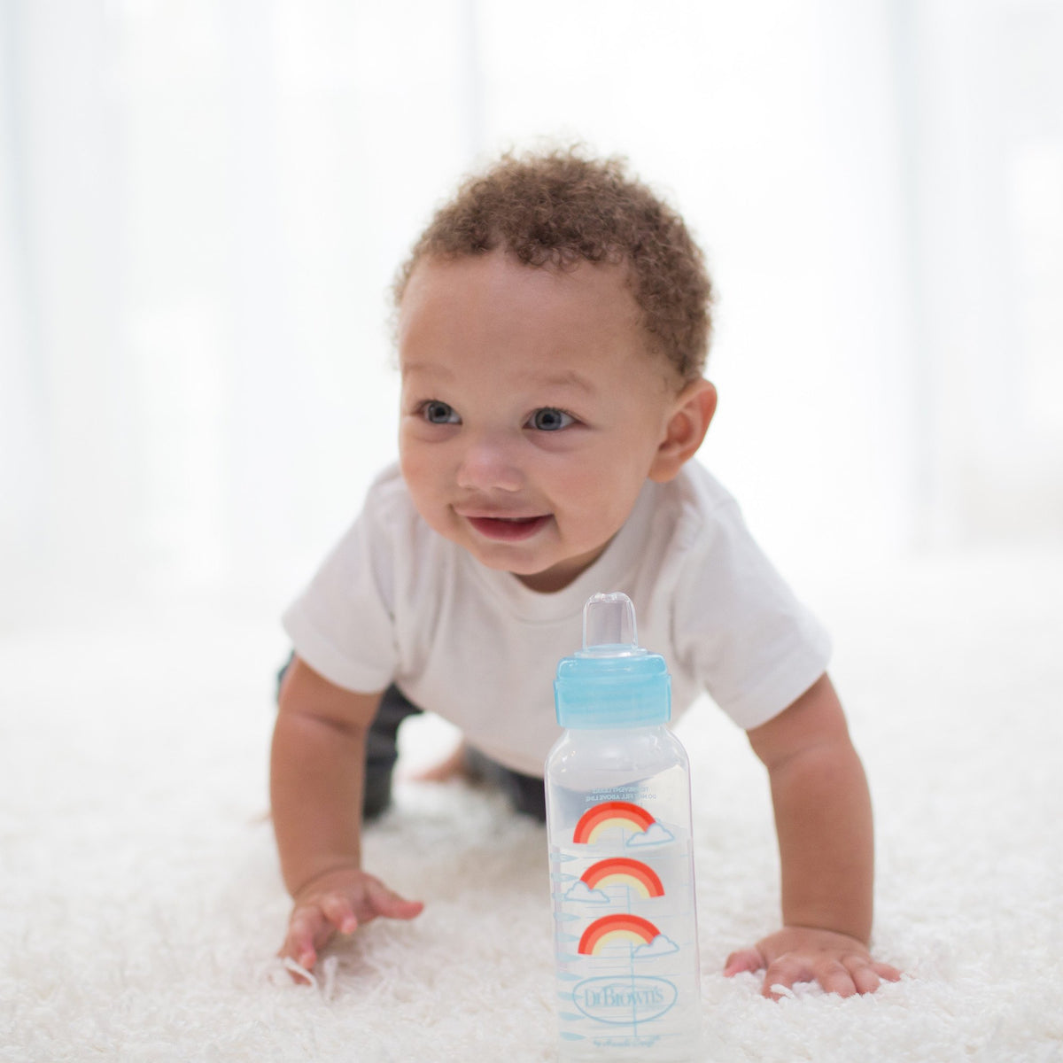 Dr. Brown's Natural Flow Anti-Colic Options+ Narrow Sippy Bottle Starter Kit, 8oz/250mL, 2 packs, Blue