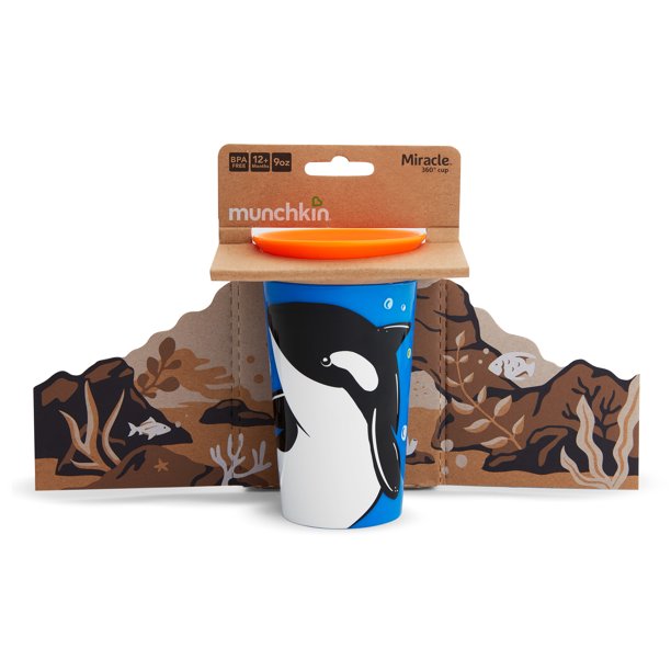 Munchkin Miracle 360 WildLove Sippy Cup, 9 Oz, Orca