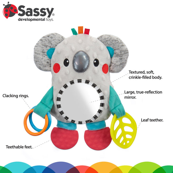 Sassy Koala Mirror Hanging Baby Sensory Toy, 0 months plus