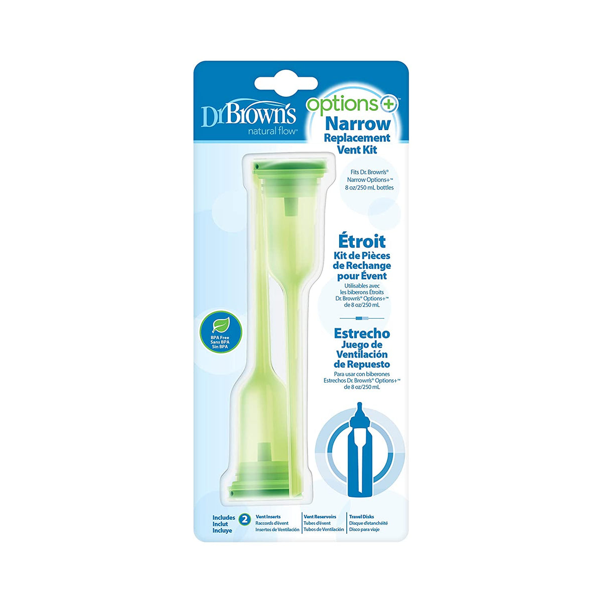 Dr. Brown's Natural Flow Options+ Replacement Vent Kit, 2-Pack, Narrow