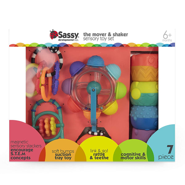 Sassy The Mover & Shaker Sensory Toy Gift Set, 7 Piece