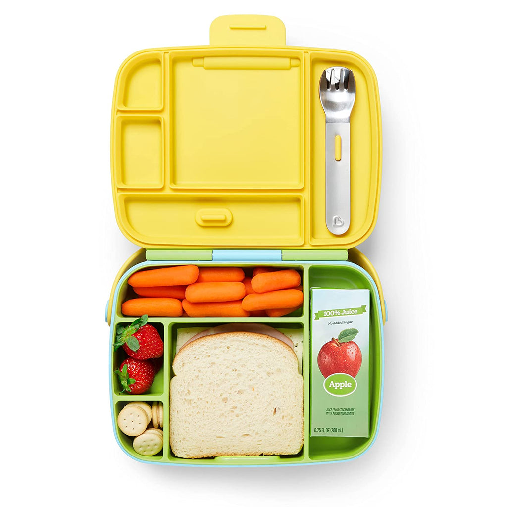 Munchkin Bento Box Toddler Lunch Box, BPA-Free, Green/Yellow/Pink