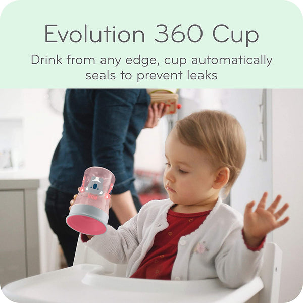 NUK Evolution 360 Spoutless Cup, 8 Oz, Sun Rays, 2 pack